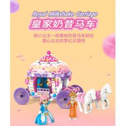 GUDI 30002 non  XE SỮA LẮC HOÀNG GIA bộ đồ chơi xếp lắp ráp ghép mô hình PRINCESS CANDY ROYAL MILKSHAKE CARRIAGE 326 khối
