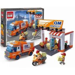 QMAN ENLIGHTEN KEEPPLEY 1119 non  Ô TÔ CHUYỂN PHÁT NHANH bộ đồ chơi xếp lắp ráp ghép mô hình City ENLIGHTEN EXPRESS Thành Phố 337 khối