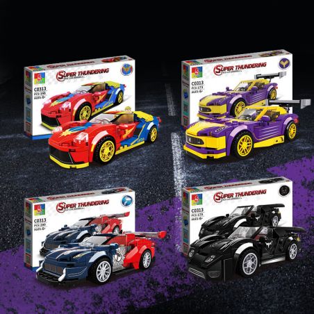 WOMA C0313 0313 non  XE SIÊU ANH HÙNG 4 LOẠI bộ đồ chơi xếp lắp ráp ghép mô hình Racers SUPER THUNDERING Đua Tốc Độ