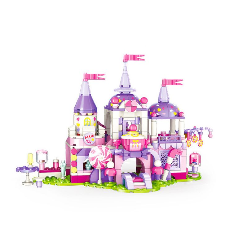 GUDI 30001A 30001B 30001C 30001D non  HỘP TRƯNG BÀY LÂU ĐÀI CÔNG CHÚA ĐƯỜNG bộ đồ chơi xếp lắp ráp ghép mô hình PRINCESS CANDY 450 khối