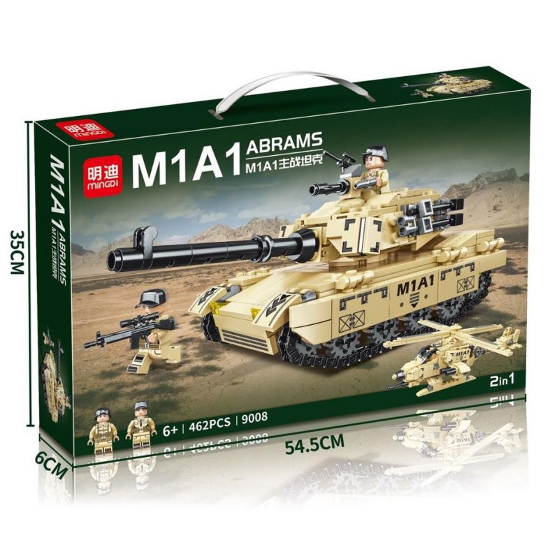 MINGDI 9008 non  XE TĂNG CHIẾN ĐẤU CHỦ LỰC M1A1 bộ đồ chơi xếp lắp ráp ghép mô hình Military Army M1A1 ABRAMS Quân Sự Bộ Đội 462 khối