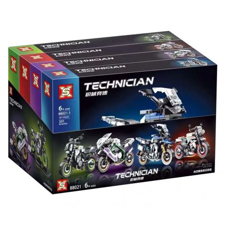 SX 88021 non  ĐUA CƠ KHÍ 4 MẪU bộ đồ chơi xếp lắp ráp ghép mô hình Motorcycle Motorbike Xe Hai Bánh 1108 khối