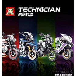 SX 88021 non  ĐUA CƠ KHÍ 4 MẪU bộ đồ chơi xếp lắp ráp ghép mô hình Motorcycle Motorbike Xe Hai Bánh 1108 khối