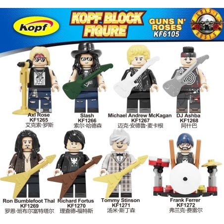 KOPF KF6105 6105 KF1265 1265 KF1266 1266 KF1267 1267 KF1268 1268 KF1269 1269 KF1270 1270 KF1271 1271 KF1272 1272 non  HÀNG TRĂM NGƯỜI 8 SÚNG VÀ HOA HỒNG bộ đồ chơi xếp lắp ráp ghép mô hình Collectable Minifigures GUN N' ROSES Búp Bê Sưu Tầm