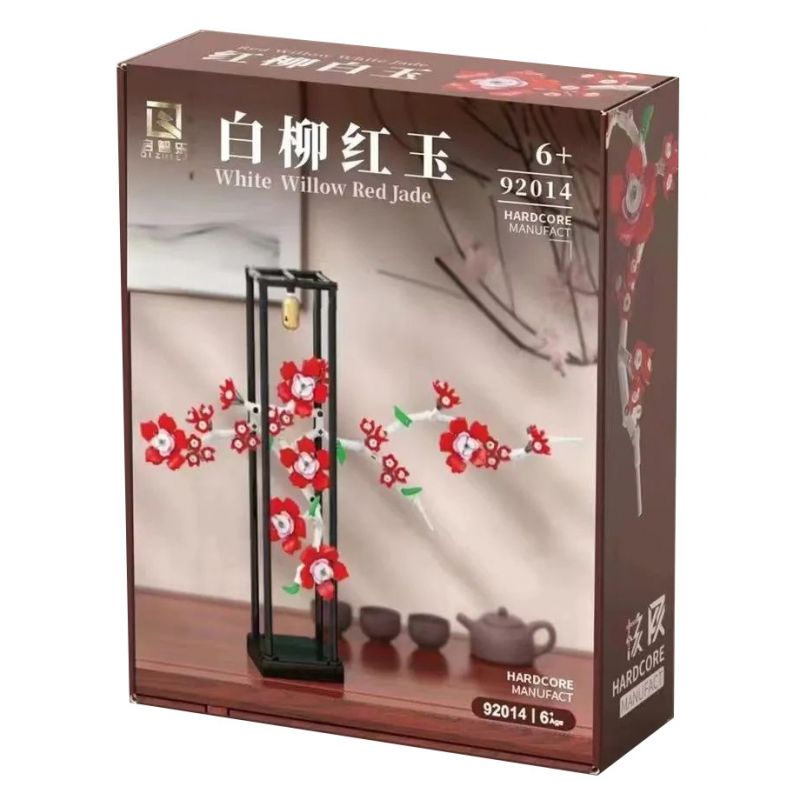 QIZHILE 92015 non  HỒNG NGỌC LIỄU TRẮNG bộ đồ chơi xếp lắp ráp ghép mô hình Flowers WHITE WILLOW RED JADE Hoa