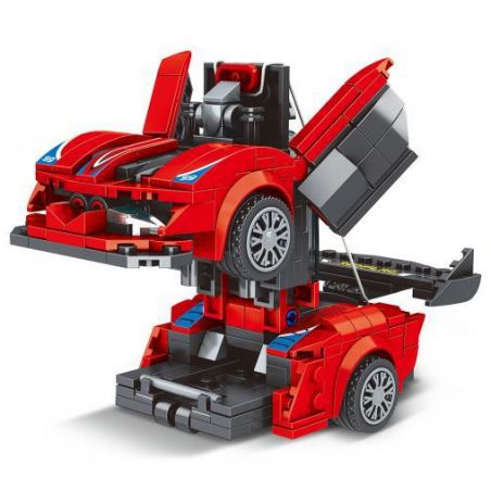 MINGDI LEIBAO 10103 non  XE BIẾN HÌNH SIÊU VA CHẠM HONGQI S9 bộ đồ chơi xếp lắp ráp ghép mô hình Racers Đua Tốc Độ 418 khối