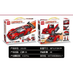 MINGDI LEIBAO 10103 non  XE BIẾN HÌNH SIÊU VA CHẠM HONGQI S9 bộ đồ chơi xếp lắp ráp ghép mô hình Racers Đua Tốc Độ 418 khối