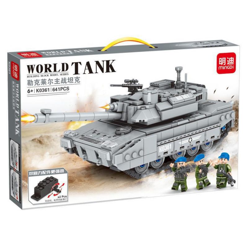 MINGDI LEIBAO K0361 0361 non  XE TĂNG CHIẾN ĐẤU CHỦ LỰC LECLERC KÉO LÙI bộ đồ chơi xếp lắp ráp ghép mô hình Military Army WORLD TANK Quân Sự Bộ Đội 641 khối