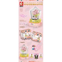SEMBO 601154 non  HỘP NHẠC PHA LÊ HOA HỒNG bộ đồ chơi xếp lắp ráp ghép mô hình ROSE & LOVE 323 khối