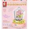 SEMBO 601154 non  HỘP NHẠC PHA LÊ HOA HỒNG bộ đồ chơi xếp lắp ráp ghép mô hình ROSE & LOVE 323 khối