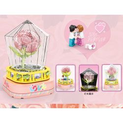 SEMBO 601154 non  HỘP NHẠC PHA LÊ HOA HỒNG bộ đồ chơi xếp lắp ráp ghép mô hình ROSE & LOVE 323 khối