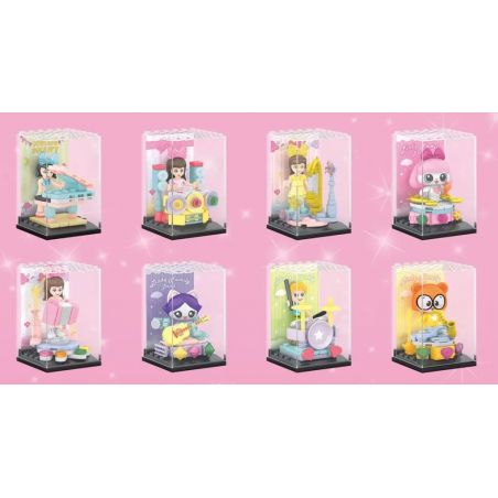 SEMBO 604030 non  ĐỒ CHƠI XIAOLING BLIND BOX 8 STYLES PIANO DJ CONSOLE HARP ROTATING STAGE ACCORDION GUITAR JAZZ DRUM SAXOPHONE bộ đồ chơi xếp lắp ráp ghép mô hình Girl Con Gái