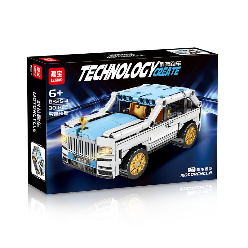 LEIBAO 8325-4 non  XE THỂ THAO CÔNG NGHỆ MÀU TRẮNG bộ đồ chơi xếp lắp ráp ghép mô hình  Kỹ Thuật Công Nghệ Cao Mô Hình Phương Tiện 301 khối