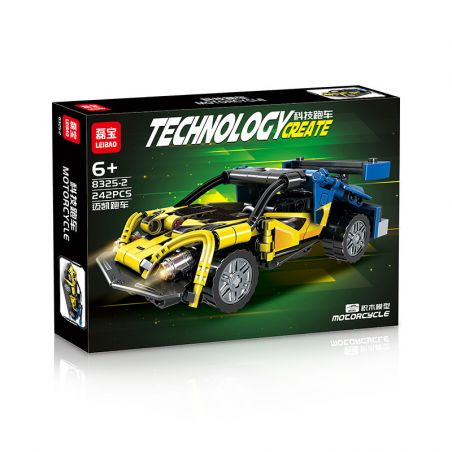 LEIBAO 8325-2 non  CÔNG NGHỆ XE THỂ THAO MÀU VÀNG bộ đồ chơi xếp lắp ráp ghép mô hình  Kỹ Thuật Công Nghệ Cao Mô Hình Phương Tiện 242 khối