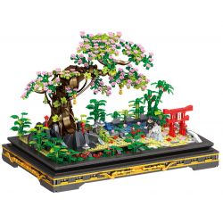 ZHEGAO 00902 non  CÂY CẢNH HOA ANH ĐÀO bộ đồ chơi xếp lắp ráp ghép mô hình BONSAI ENCOUNTER JAPANESE WIND 1469 khối