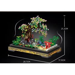 ZHEGAO 00902 non  CÂY CẢNH HOA ANH ĐÀO bộ đồ chơi xếp lắp ráp ghép mô hình BONSAI ENCOUNTER JAPANESE WIND 1469 khối