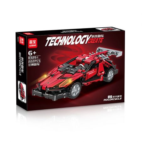 LEIBAO 8325-1 non  CÔNG NGHỆ XE THỂ THAO MÀU ĐỎ bộ đồ chơi xếp lắp ráp ghép mô hình  Kỹ Thuật Công Nghệ Cao Mô Hình Phương Tiện 222 khối