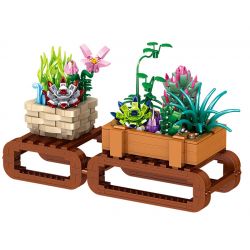 ZHEGAO 00901 non  DUOFU VÀ THỊT bộ đồ chơi xếp lắp ráp ghép mô hình BONSAI SUCCULENTS MORE BLESSING 963 khối
