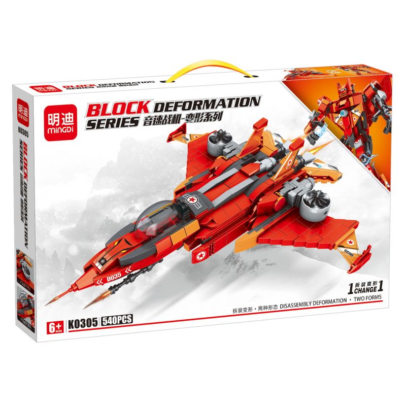MINGDI LEIBAO K0305 0305 non  MÁY BAY CHIẾN ĐẤU ÂM THANH BIẾN HÌNH bộ đồ chơi xếp lắp ráp ghép mô hình 540 khối