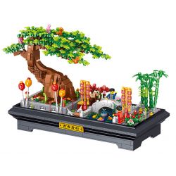 ZHEGAO 00899 non  CÂY THÔNG XANH bộ đồ chơi xếp lắp ráp ghép mô hình BONSAI MAJESTIC CHINESE STYLE 1426 khối