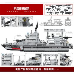 MINGDI 9020 non  TÀU TUẦN TRA QUÂN SỰ GIAO LONG bộ đồ chơi xếp lắp ráp ghép mô hình Military Army Quân Sự Bộ Đội 826 khối