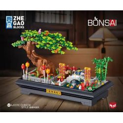 ZHEGAO 00899 non  CÂY THÔNG XANH bộ đồ chơi xếp lắp ráp ghép mô hình BONSAI MAJESTIC CHINESE STYLE 1426 khối