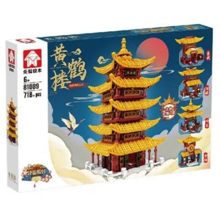 LEYI 81009 non  HOÀNG HẠC THÁP bộ đồ chơi xếp lắp ráp ghép mô hình Buildings YELLOW CRANE TOWER 718 khối