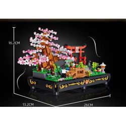 ZHEGAO 00898 non  BONSAI ANH ĐÀO SIÊU NHỎ bộ đồ chơi xếp lắp ráp ghép mô hình BONSAI MICRO CHERRY JAPANESE WIND 1286 khối