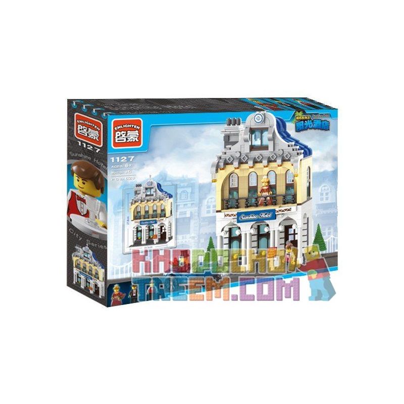 QMAN ENLIGHTEN KEEPPLEY 1127 non  KHÁCH SẠN MẶT TRỜI bộ đồ chơi xếp lắp ráp ghép mô hình City SUNSHINE HOTEL Thành Phố 628 khối