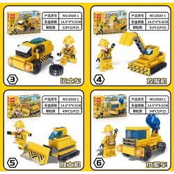 MINGDI LEIBAO D020 non  ĐỘI KỸ THUẬT ĐÔ THỊ 8 TỔ HỢP bộ đồ chơi xếp lắp ráp ghép mô hình City CITY ENGINEERING TEAM Thành Phố 411 khối