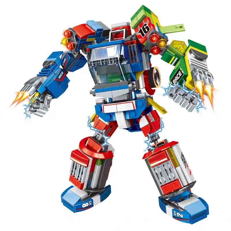 MINGDI LEIBAO K0390 0390 non  NHÓM TỐC ĐỘ TỔ HỢP MECHA 8 bộ đồ chơi xếp lắp ráp ghép mô hình Racers SPEED RACING Đua Tốc Độ 857 khối