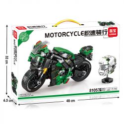 LEIBAO 8105 non  TỐC ĐỘ TÍCH LŨY KAWASAKI ZV-10R 1:14 tỷ lệ 1:14 bộ đồ chơi xếp lắp ráp ghép mô hình Motorcycle Motorbike Xe Hai Bánh 440 khối