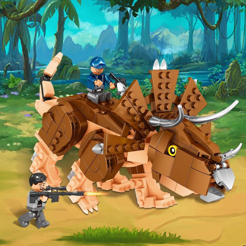ZHEGAO QL1735 1735 non  THUẦN HÓA TRICERATOPS bộ đồ chơi xếp lắp ráp ghép mô hình Jurassic World DINOSAUR Thế Giới Khủng Long 387 khối
