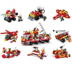 MINGDI LEIBAO C003 non  CHỮA CHÁY ĐÔ THỊ 8 TỔ HỢP bộ đồ chơi xếp lắp ráp ghép mô hình City LIRBAN FIRE FIGHTING Thành Phố 906 khối