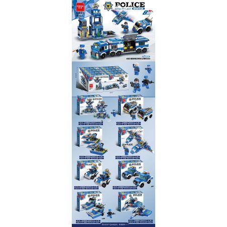 MINGDI LEIBAO C031 non  LIÊN MINH CẢNH SÁT 8 NGƯỜI MẪU bộ đồ chơi xếp lắp ráp ghép mô hình City CITY POLICE Thành Phố 762 khối