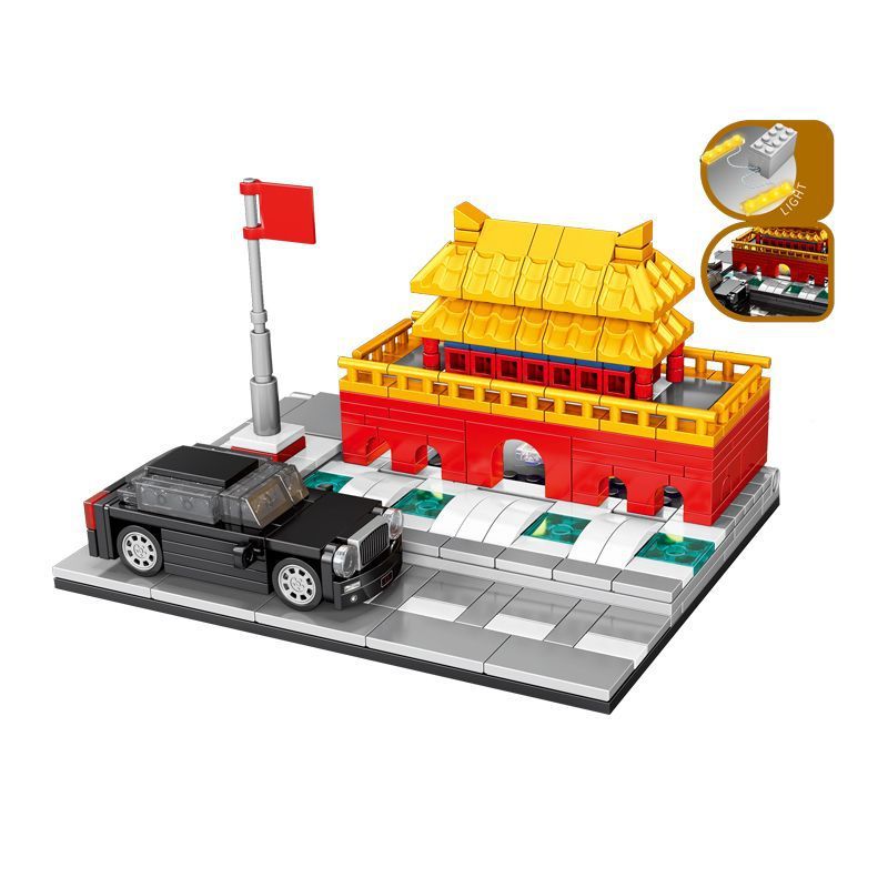 SHENG YUAN SY 5021 non  TIANANAN VÀ CỜ ĐỎ L5 SEDAN bộ đồ chơi xếp lắp ráp ghép mô hình Creator Q SCENE CAR TIANANMEN & RED FLAG L5 Sáng Tạo 310 khối