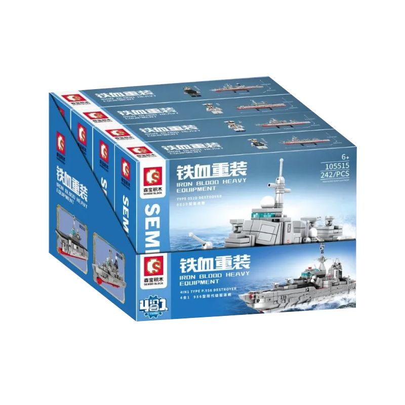 SEMBO 105515 105516 105517 105518 non  DỰ ÁN 956 TỔ HỢP 4 LỚP TÀU KHU TRỤC HIỆN ĐẠI bộ đồ chơi xếp lắp ráp ghép mô hình Iron Blood Heavy Equipment TYPE P.956 DESTROYER Đặc Nhiệm Máu Và Sắt 1015 khối