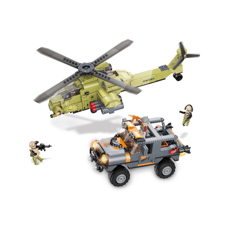 GUDI 20106 non  TRẬN CHIẾN TRÊN BỘ VÀ KHÔNG bộ đồ chơi xếp lắp ráp ghép mô hình SWORD FORCE 681 khối