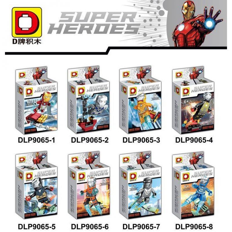 DUO LE PIN DLP9065 9065 non  IRON MAN 8. bộ đồ chơi xếp lắp ráp ghép mô hình Marvel Super Heroes Siêu Anh Hùng Marvel