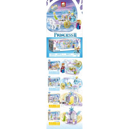 ELEPHANT JX90147 90147 non  XE NGỰA TRONG MƠ CỦA CÔNG CHÚA BĂNG VÀ TUYẾT 4 KẾT HỢP bộ đồ chơi xếp lắp ráp ghép mô hình Frozen Nữ Hoàng Băng Giá 417 khối