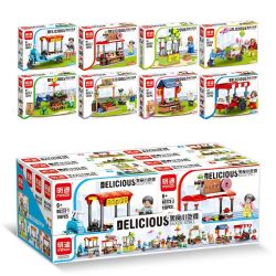 MINGDI LEIBAO K0273 0273 non  QUẦY HÀNG THỰC PHẨM DÀNH CHO NGƯỜI SÀNH ĂN bộ đồ chơi xếp lắp ráp ghép mô hình DELICIOUS SNACK STALL 925 khối