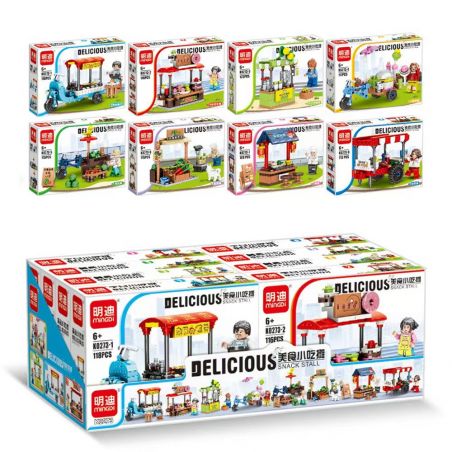 MINGDI LEIBAO K0273 0273 non  QUẦY HÀNG THỰC PHẨM DÀNH CHO NGƯỜI SÀNH ĂN bộ đồ chơi xếp lắp ráp ghép mô hình DELICIOUS SNACK STALL 925 khối