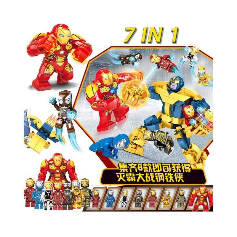 DUO LE PIN DLP9093 9093 non  BATTLE-FIGHTING MAN 8 bộ đồ chơi xếp lắp ráp ghép mô hình Marvel Super Heroes Siêu Anh Hùng Marvel