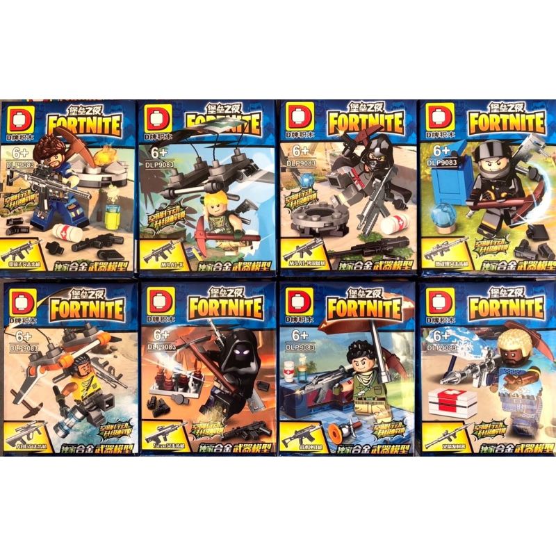 DUO LE PIN DLP9083 9083 non  NHÀ ĐÊM 8 bộ đồ chơi xếp lắp ráp ghép mô hình Fornite FORTNITE Bắn Súng