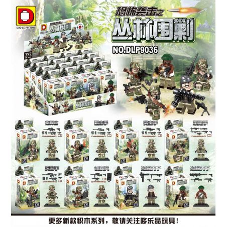 DUO LE PIN DLP9036 9036 non  NHỮNG BỤI CÂY CỦA CUỘC TẤN CÔNG KHỦNG BỐ 8 MÔ HÌNH bộ đồ chơi xếp lắp ráp ghép mô hình Collectable Minifigures Búp Bê Sưu Tầm