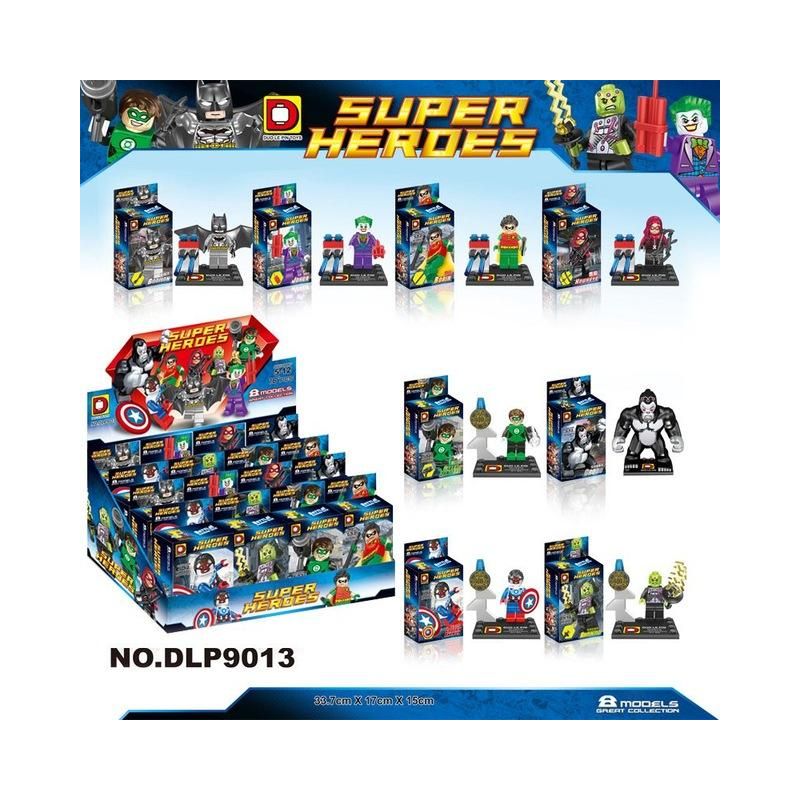 DUO LE PIN DLP9013 9013 non  MÔ HÌNH SIÊU ANH HÙNG 8 bộ đồ chơi xếp lắp ráp ghép mô hình Super Heroes Siêu Nhân Anh Hùng