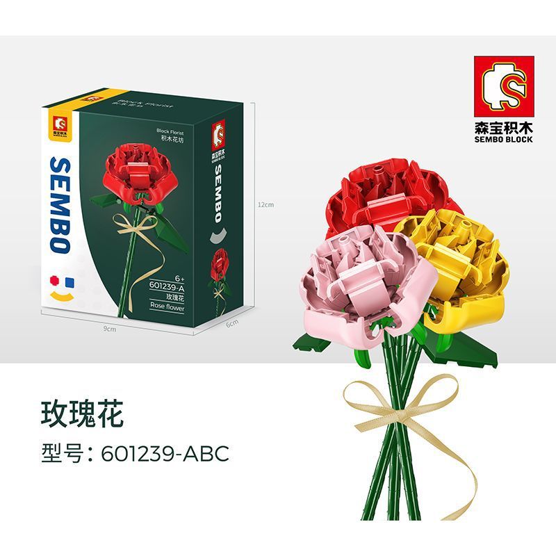 SEMBO 601239-B 601239-C 601239-A non  HOA HỒNG bộ đồ chơi xếp lắp ráp ghép mô hình Flowers BLOCK FLORIST ROSE FLOWER