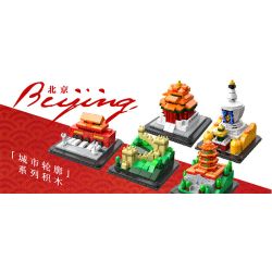 YEZAO BJ02 BJ03 BJ04 BJ05 BJ01 non  CHÀO BUỔI SÁNG BẮC KINH 5 WANLI GREAT WALL TIANANMEN CITY PHẬT CUNG ĐIỆN MÙA HÈ THÁP TRẮNG BIỂN bộ đồ chơi xếp lắp ráp ghép mô hình BEIJING