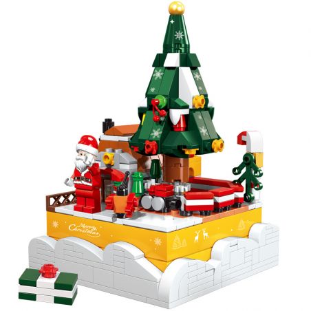 GAODAI 80001 non  HỘP NHẠC GIÁNG SINH bộ đồ chơi xếp lắp ráp ghép mô hình Christmas CHRISTMAS MUSICBOX 408 khối