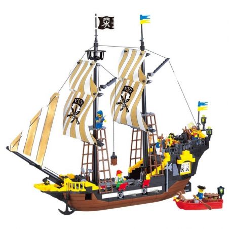 QMAN ENLIGHTEN KEEPPLEY 307 non  TÀU CƯỚP BIỂN RÂU ĐỎ bộ đồ chơi xếp lắp ráp ghép mô hình Pirates Of The Caribbean CORSAIR Cướp Biển Vùng Caribe 590 khối